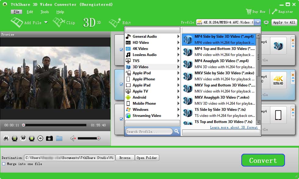 3D Video Converter - Convert 2D to 3D, 3D to 2D and other 3D videos