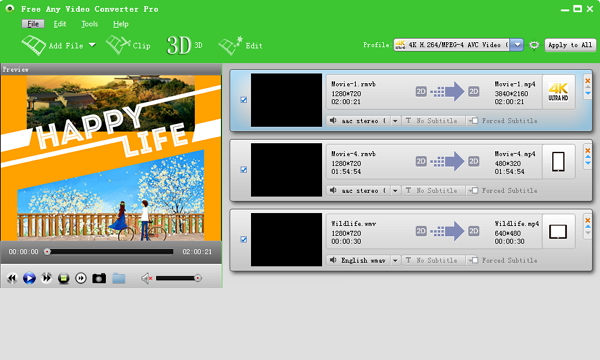 Free Any Video Converter Pro software